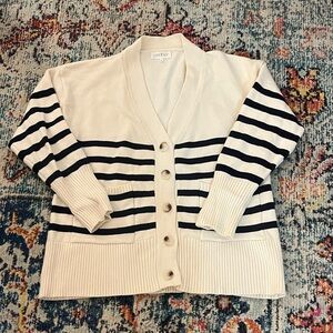 Creamon Striped Button Down Cardigan M